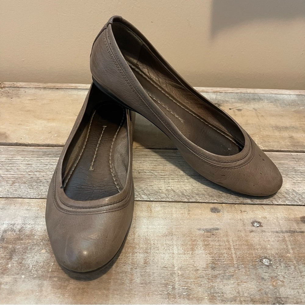 Frye Taupe Leather Ballet Flats
